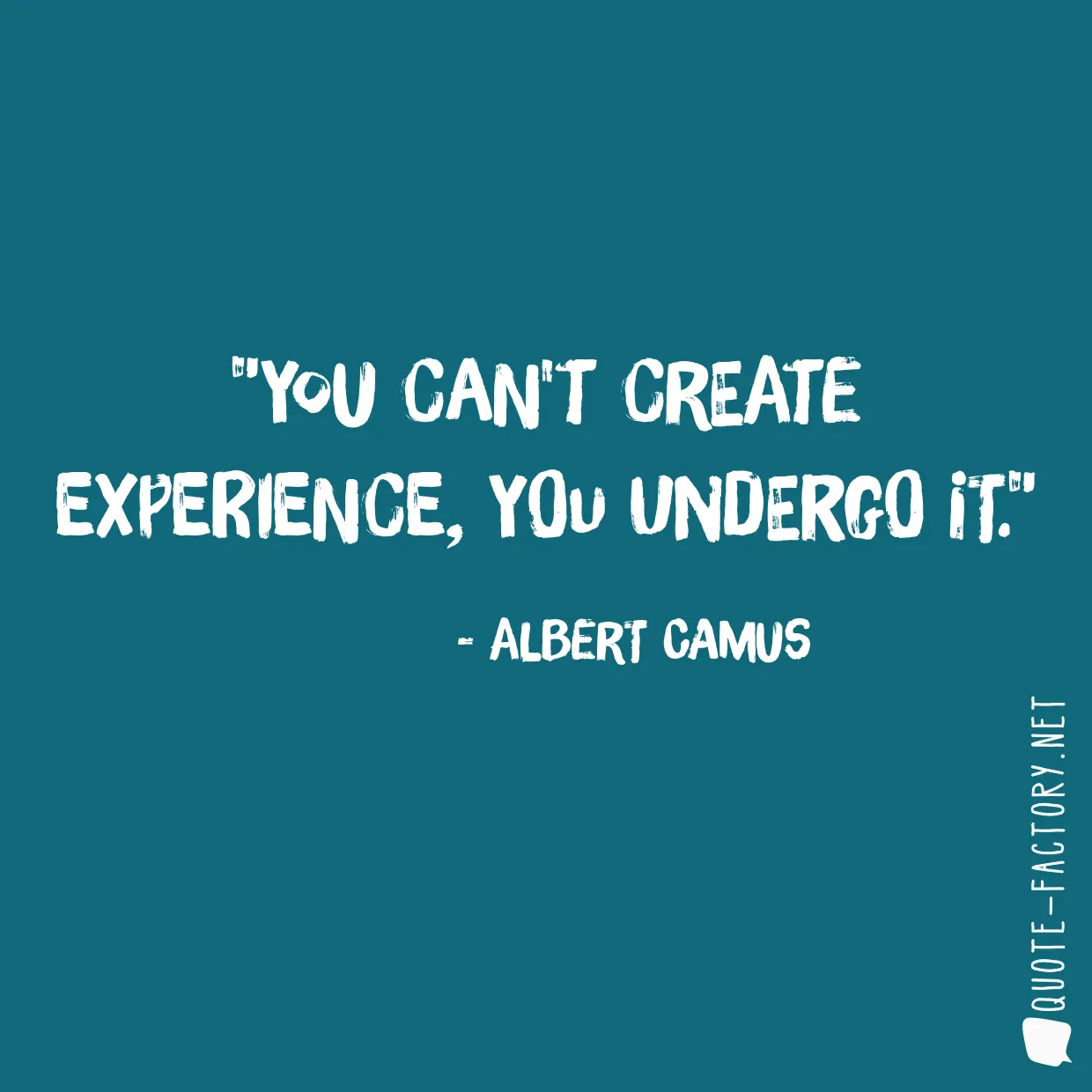 You can't create experience, you undergo it.