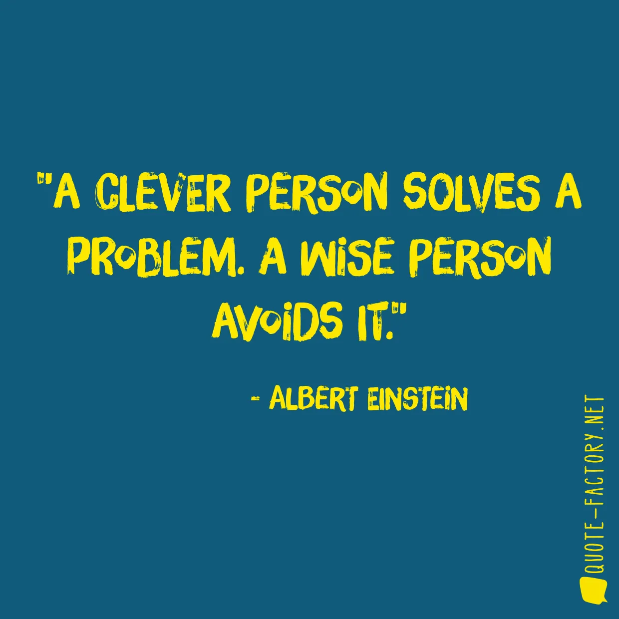 A clever person solves a problem. A wise person avoids it.