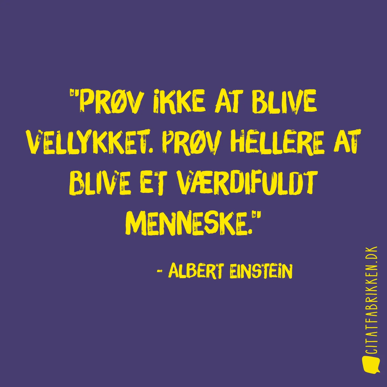 Prøv ikke at blive vellykket. Prøv hellere at blive et værdifuldt menneske.