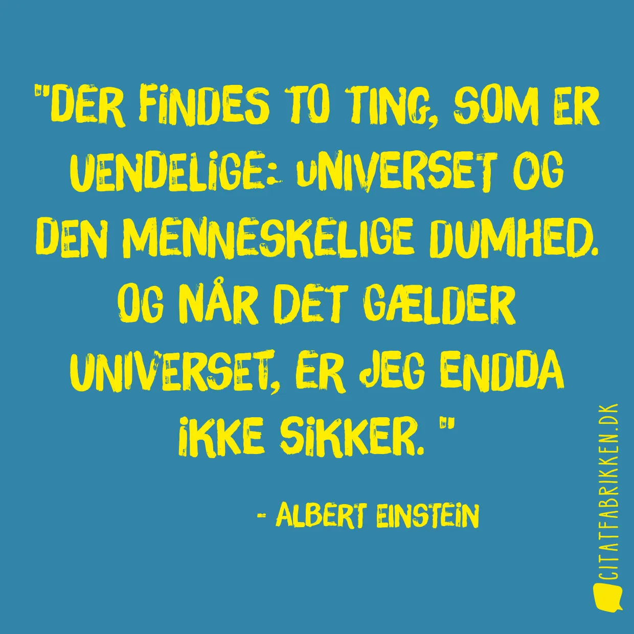 Der findes to ting, som er uendelige: Universet og den menneskelige dumhed. Og når det gælder universet, er jeg endda ikke sikker. 