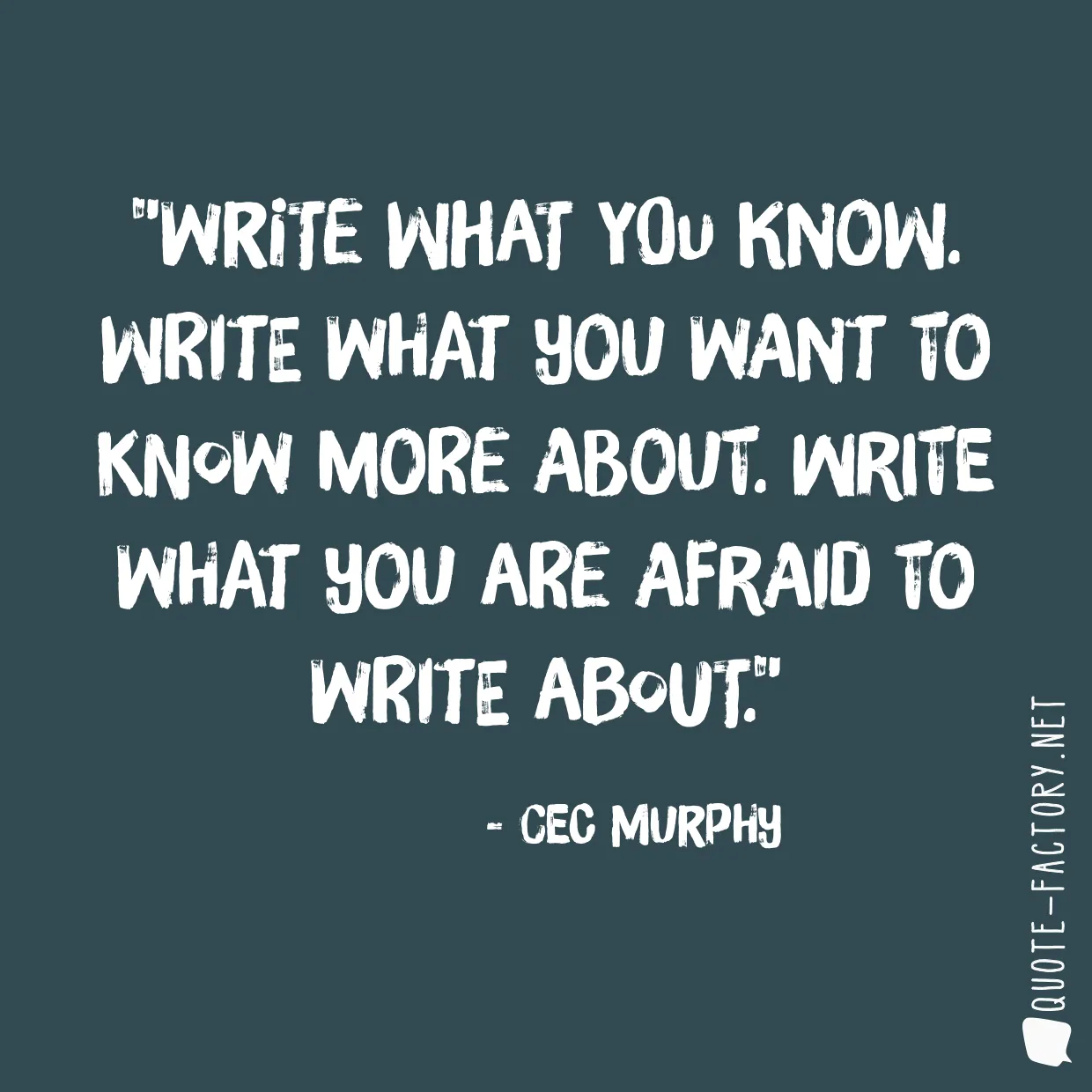 Write what you know. Write what you want to know more about. Write what you are afraid to write about.