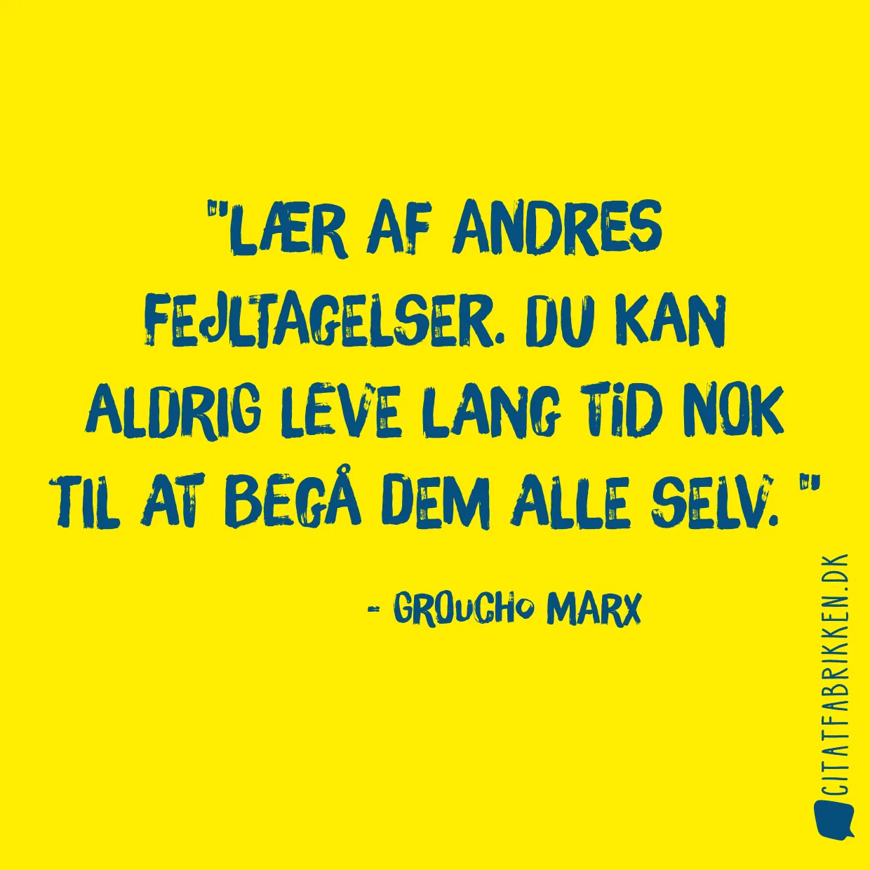 Lær af andres fejltagelser. Du kan aldrig leve lang tid nok til at begå dem alle selv. 