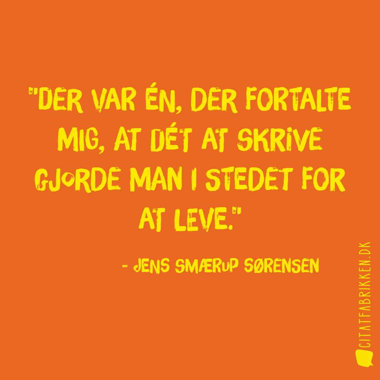 Der var én, der fortalte mig, at dét at skrive gjorde man i stedet for at leve.