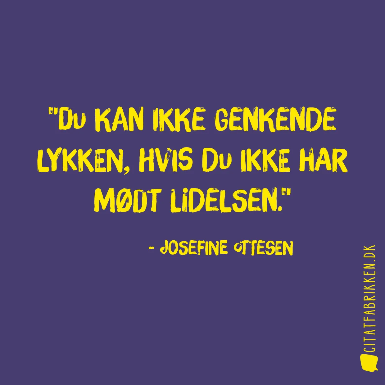 Du kan ikke genkende lykken, hvis du ikke har mødt lidelsen.