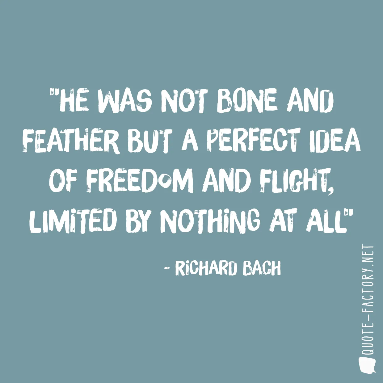 He was not bone and feather but a perfect idea of freedom and flight, limited by nothing at all