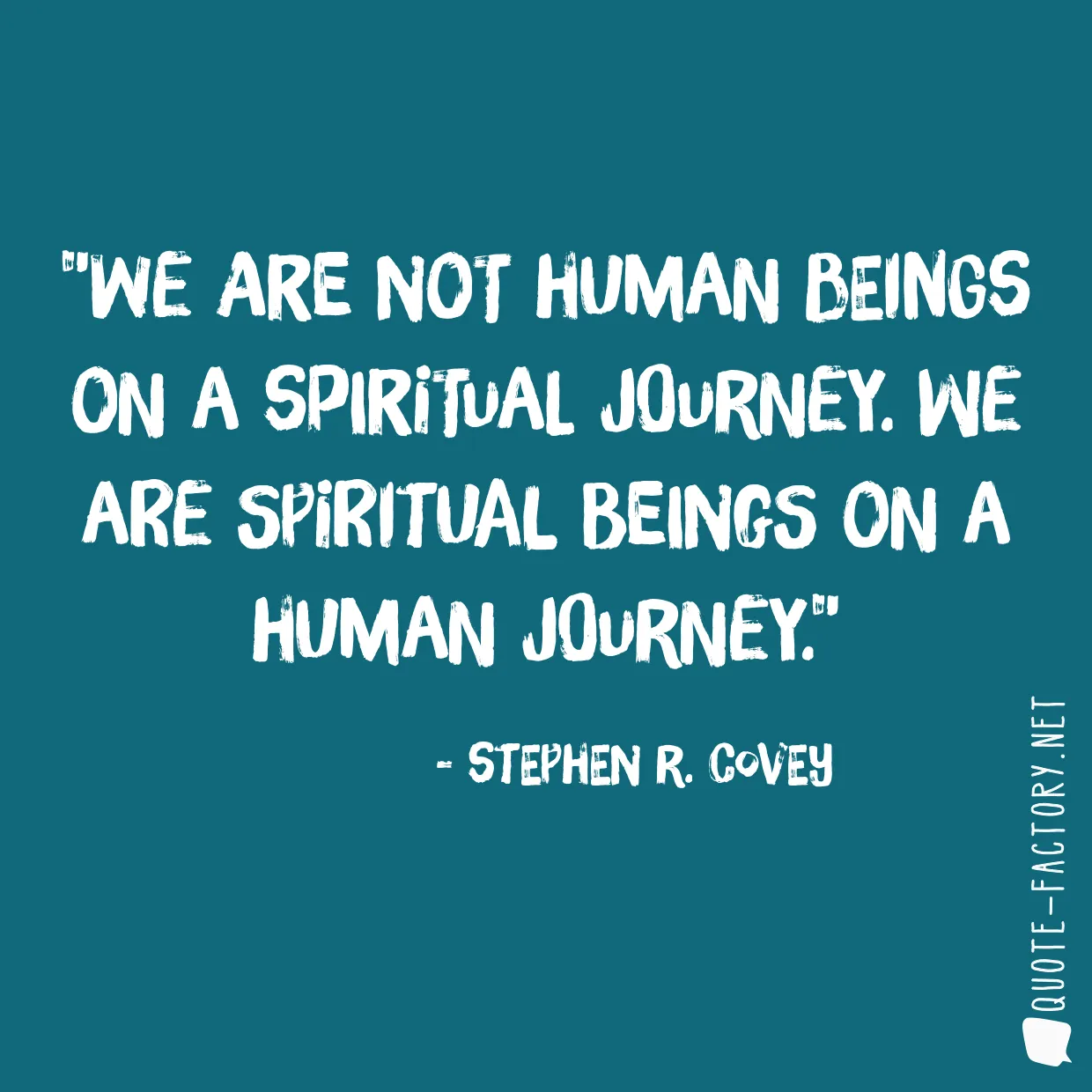 We are not human beings on a spiritual journey. We are spiritual beings on a human journey.