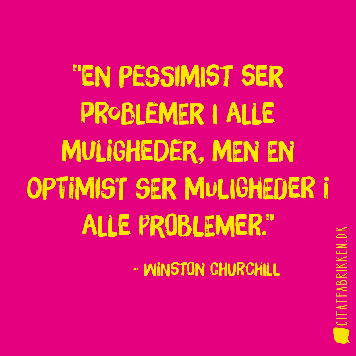 En pessimist ser problemer i alle muligheder, men en optimist ser muligheder i alle problemer.